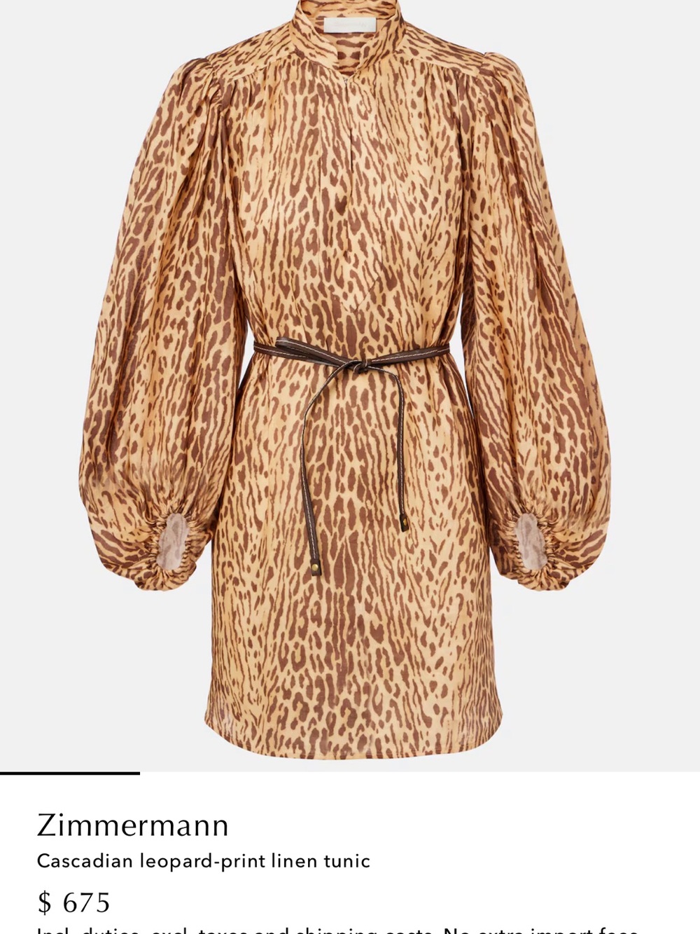 Zimmermann Leopard-Print Mini Dress in Tan and Brown
